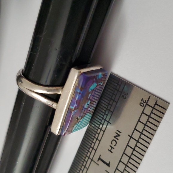 Sterling Silver 925 Lapis Lazuli Infused Turquoise Ring - Picture 2 of 4